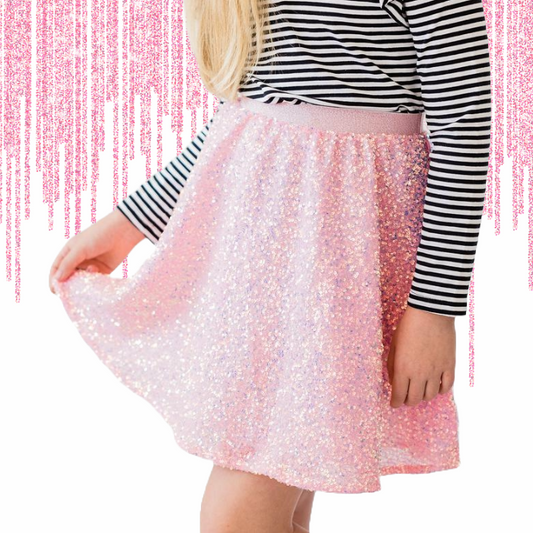 Sparkle Sequin Twirl Skirt- Bubble Gum