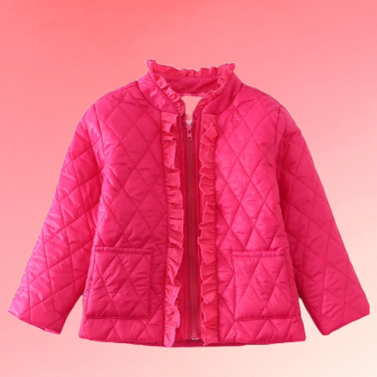 Pink Ruffle Quilted Coat